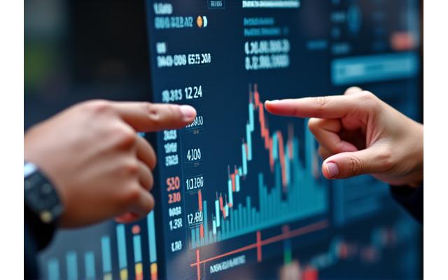Manos sobre gráficos de inversión